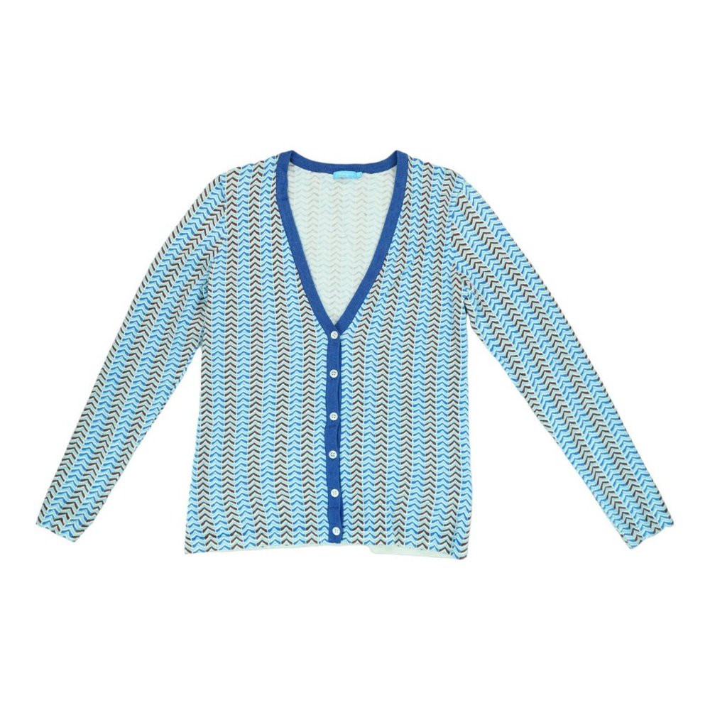 J.McLaughlin Chevron Stripe Cardigan Sweater Size XS - Blue/Brown